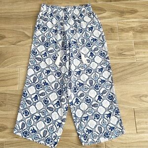 Isaac Mizrahi Navy and White Fish Patterned Pants